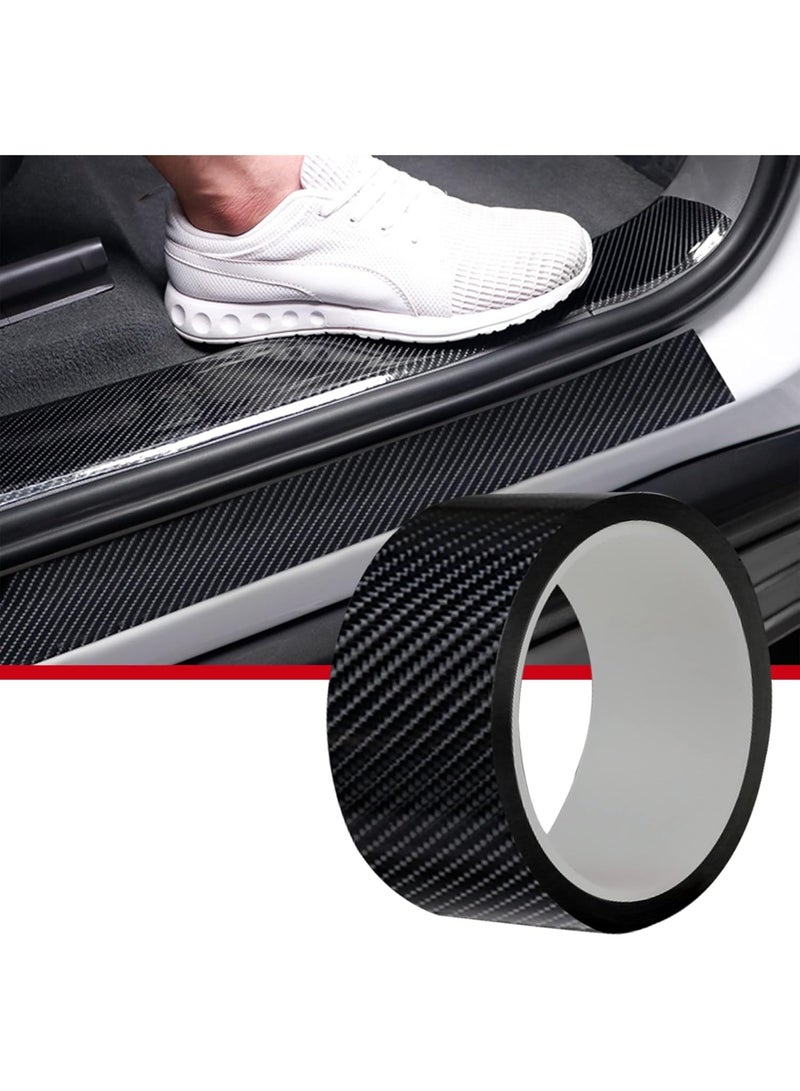 حراس حافة باب السيارة الكربون ، فيلم لف السيارة الألياف لامعة الفينيل الأسود فيلم لف السيارات اللاصق الذاتي فيلم حماية عتبة باب السيارة المضادة للاصطدام يناسب معظم السيارات (الأسود) - Image 1